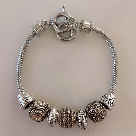 Elegant Intricate Beaded Silver Bracelet - Picture 5 of 5